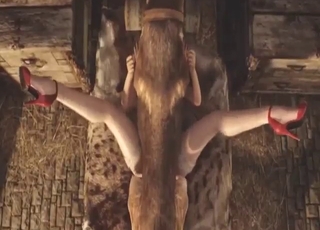 Geeky brunette fucks a dog, animated zoo