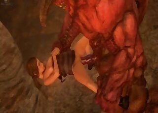 3D demon fucked her holes in a hardcore mode